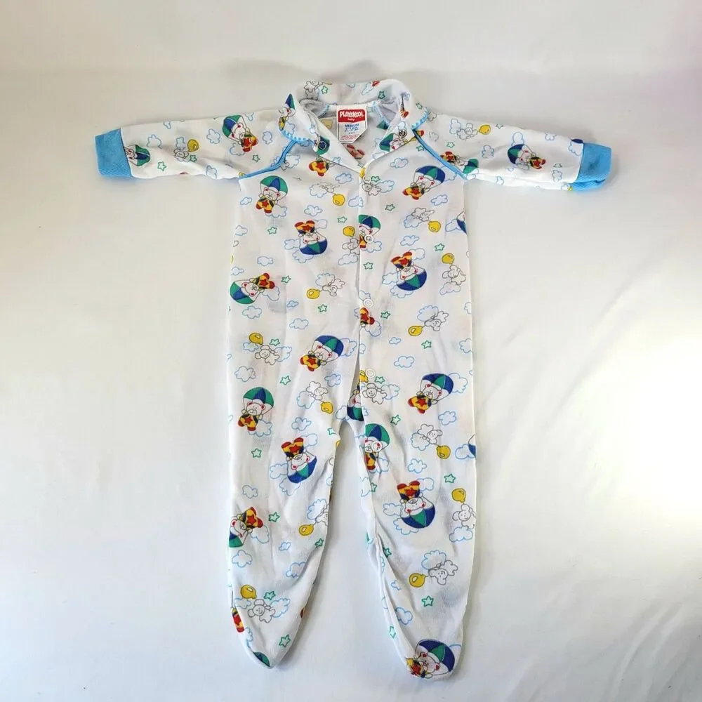 Vintage Playskool Long Sleeve Romper 3-6M One-Piece Pajamas 90s Retro Y2K Bears